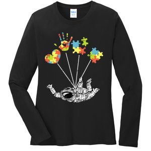 Astronaut Puzzle Autism Awareness Gifts For Autistic Ladies Long Sleeve Shirt