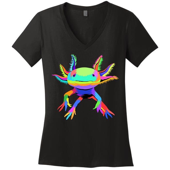 Axolotl Pop Art Axolotl Animal Axolotl Lover Women's V-Neck T-Shirt
