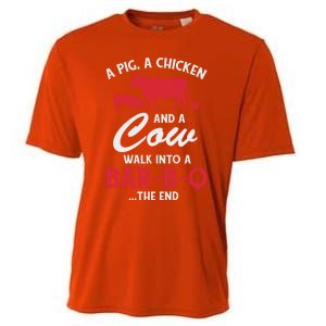 A Pig A Chicken And A Cow Funny Bbq Food Grilling Gift Cooling Performance Crew T-Shirt