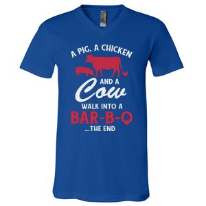 A Pig A Chicken And A Cow Funny Bbq Food Grilling Gift V-Neck T-Shirt