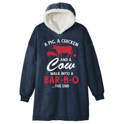 A Pig A Chicken And A Cow Funny Bbq Food Grilling Gift Hooded Wearable Blanket