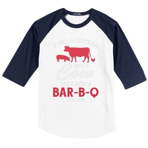 A Pig A Chicken And A Cow Funny Bbq Food Grilling Gift Baseball Sleeve Shirt