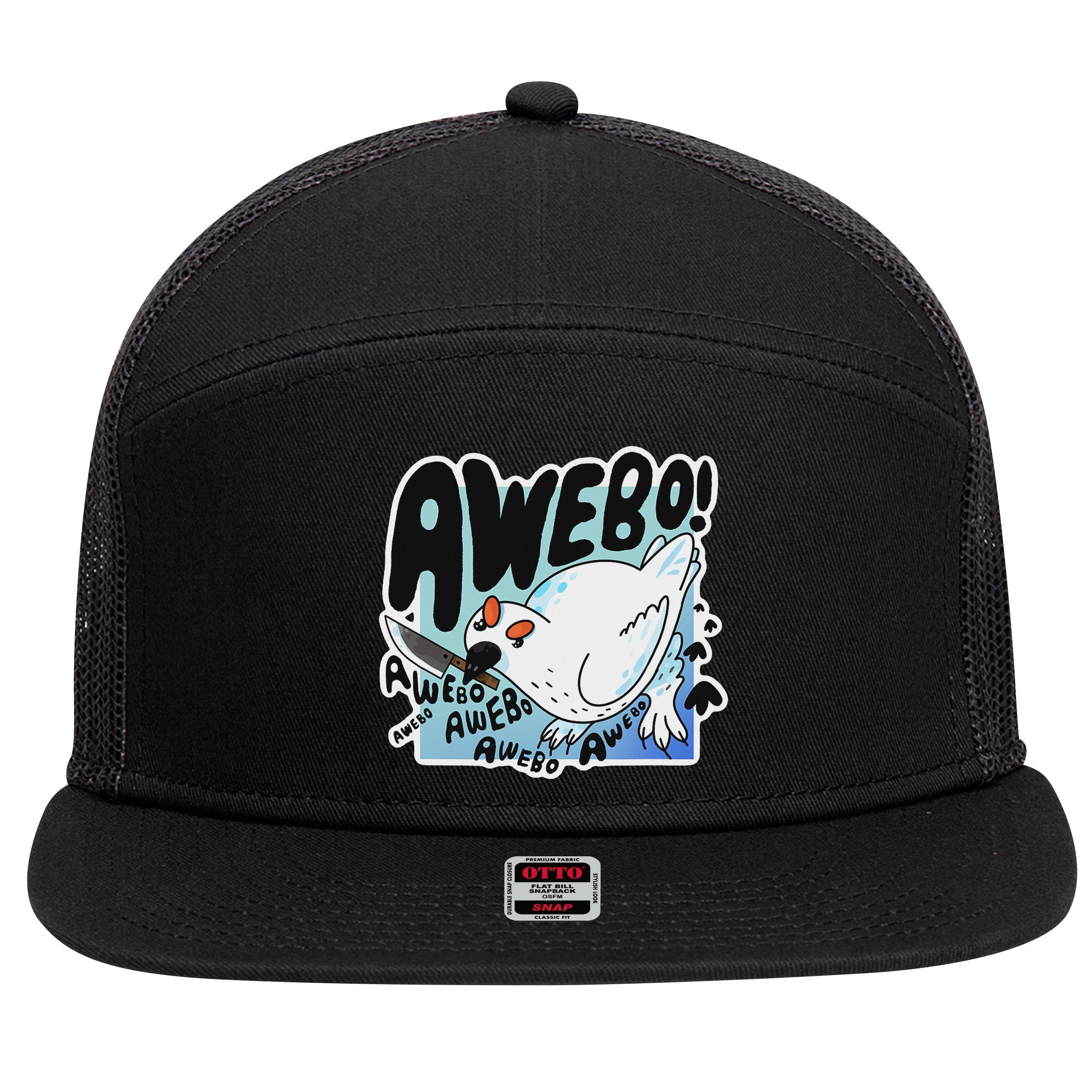 Awebo Ptarmigan Arctic Cute Bird Internet Meme Funny Chicken 7 Panel Mesh Trucker Snapback Hat