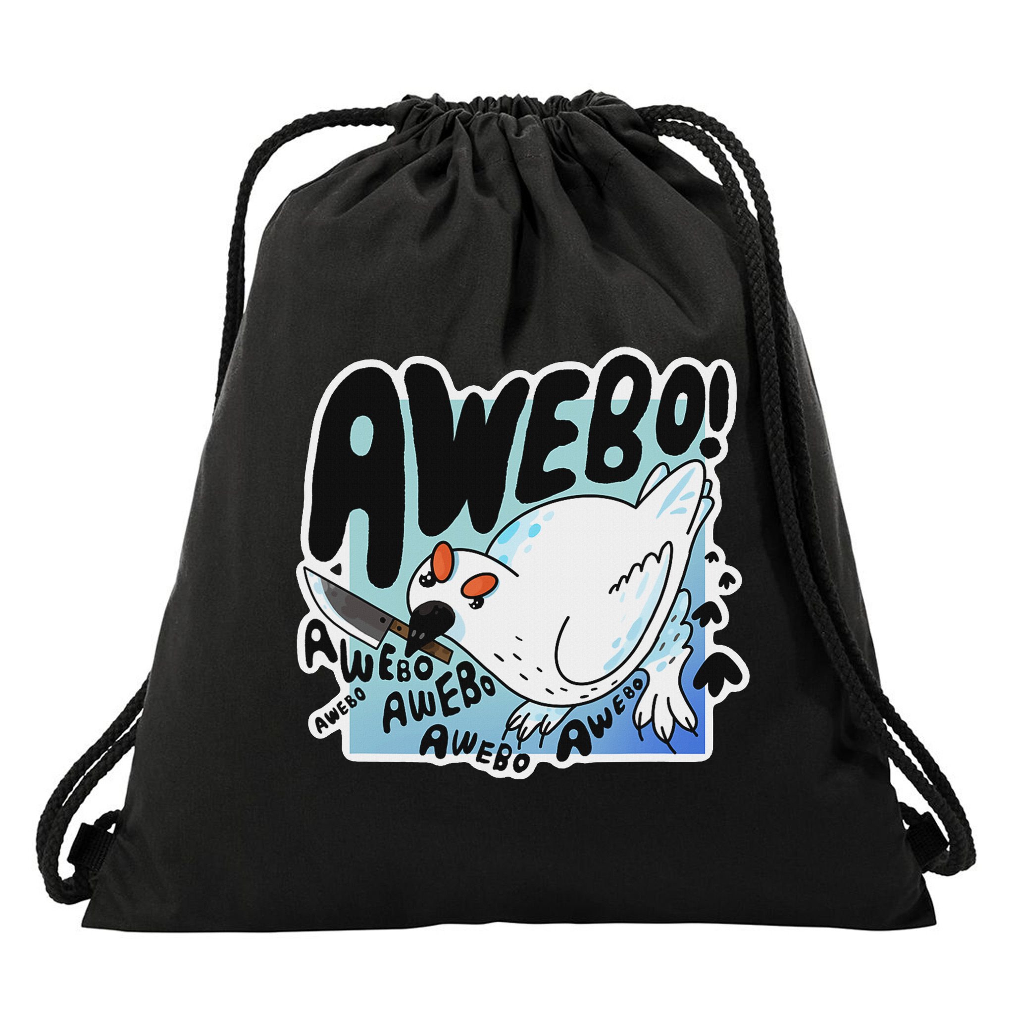 Awebo Ptarmigan Arctic Cute Bird Internet Meme Funny Chicken Drawstring Bag