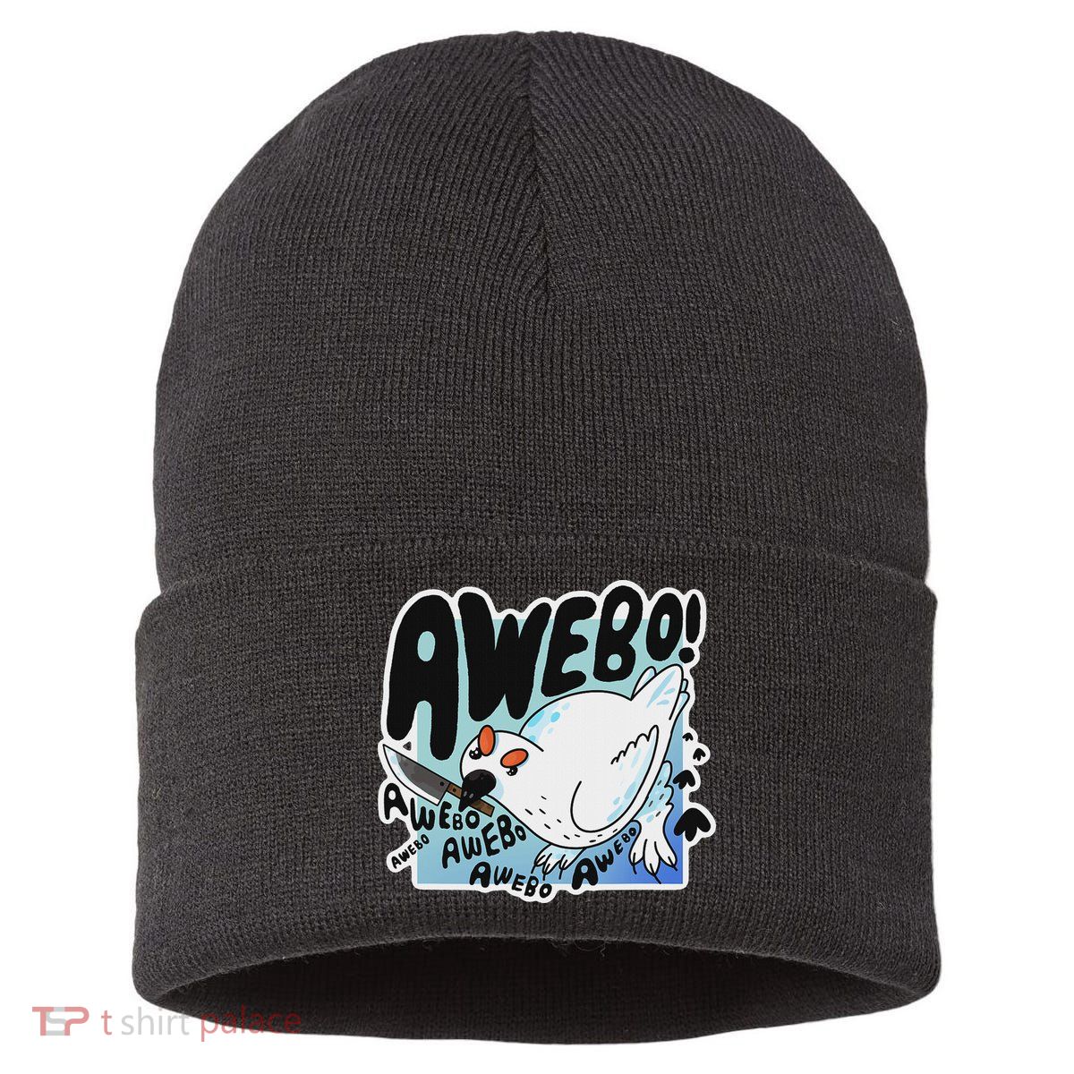 Awebo Ptarmigan Arctic Cute Bird Internet Meme Funny Chicken Sustainable Knit Beanie