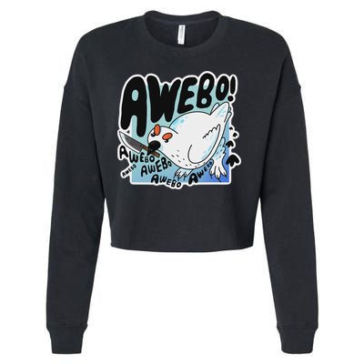 Awebo Ptarmigan Arctic Cute Bird Internet Meme Funny Chicken Cropped Pullover Crew