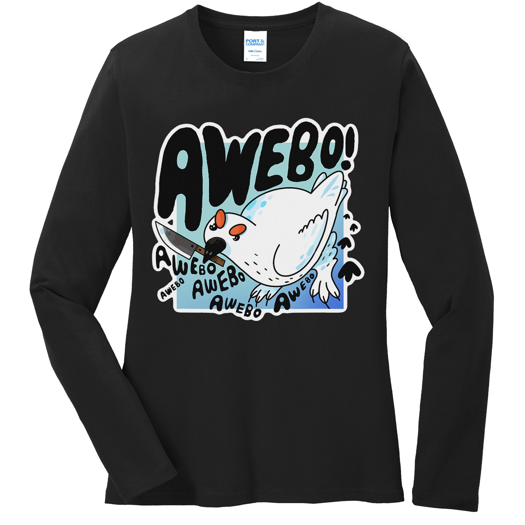 Awebo Ptarmigan Arctic Cute Bird Internet Meme Funny Chicken Ladies Long Sleeve Shirt