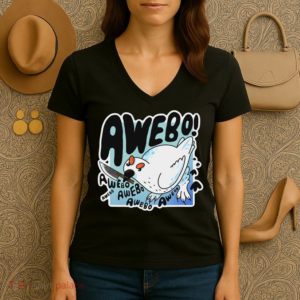 Awebo Ptarmigan Arctic Cute Bird Internet Meme Funny Chicken Women's V-Neck T-Shirt