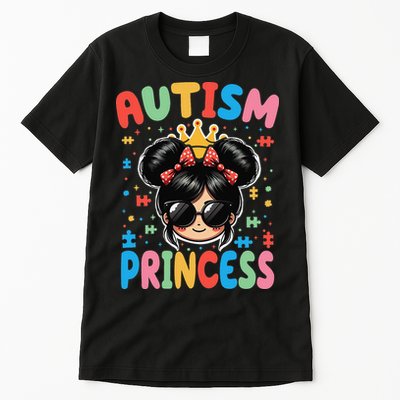 Autism Princess Afro Bow Daughter Autism Awareness Tall T-Shirt