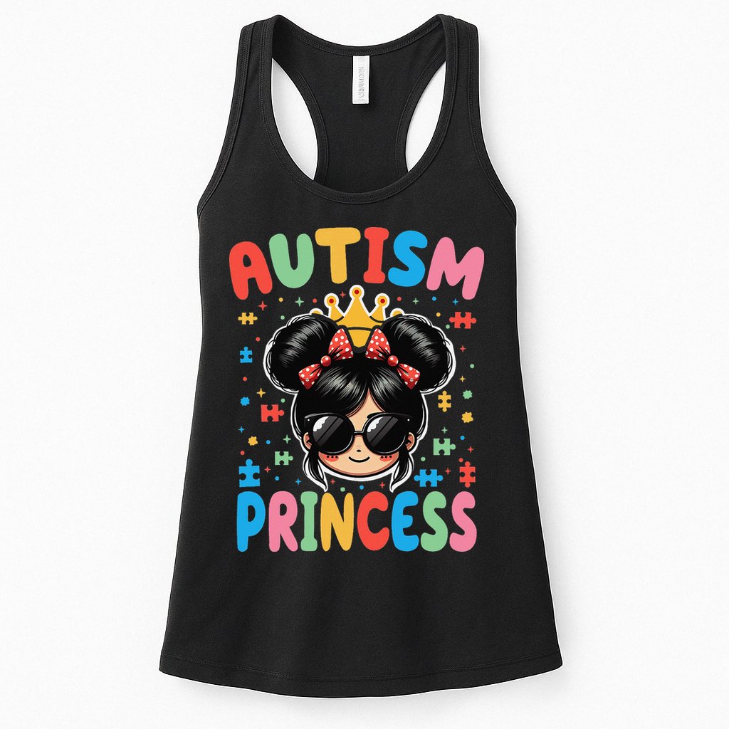 Autism Princess Afro Bow Daughter Autism Awareness Womens Tank Top