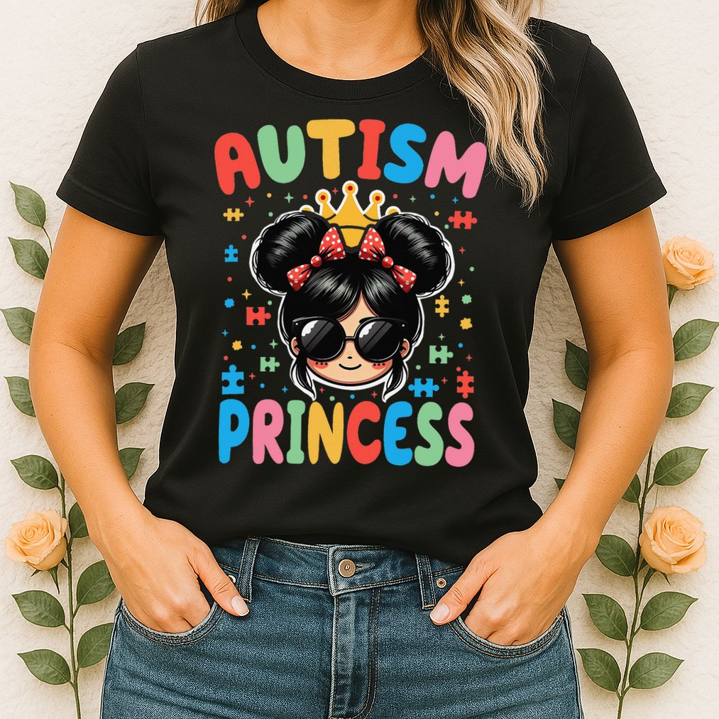 Autism Princess Afro Bow Daughter Autism Awareness Womens T-Shirt