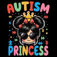 Autism Princess Afro Bow Daughter Autism Awareness Womens T-Shirt