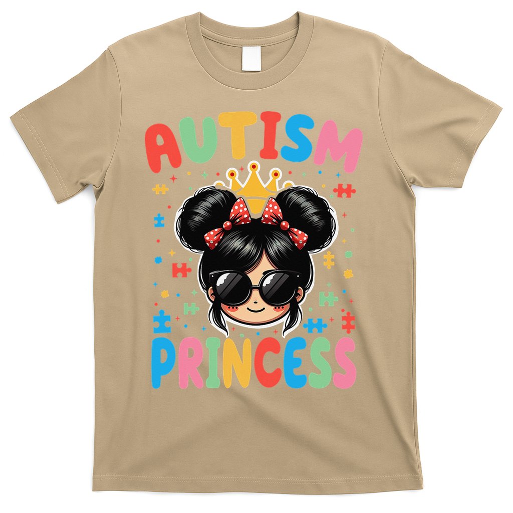 Autism Princess Afro Bow Daughter Autism Awareness T-Shirt