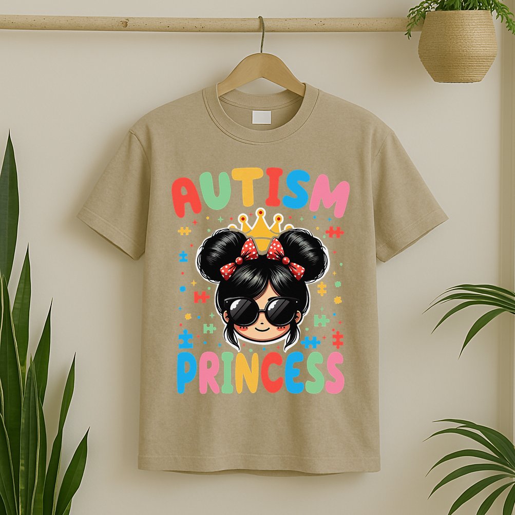 Autism Princess Afro Bow Daughter Autism Awareness T-Shirt
