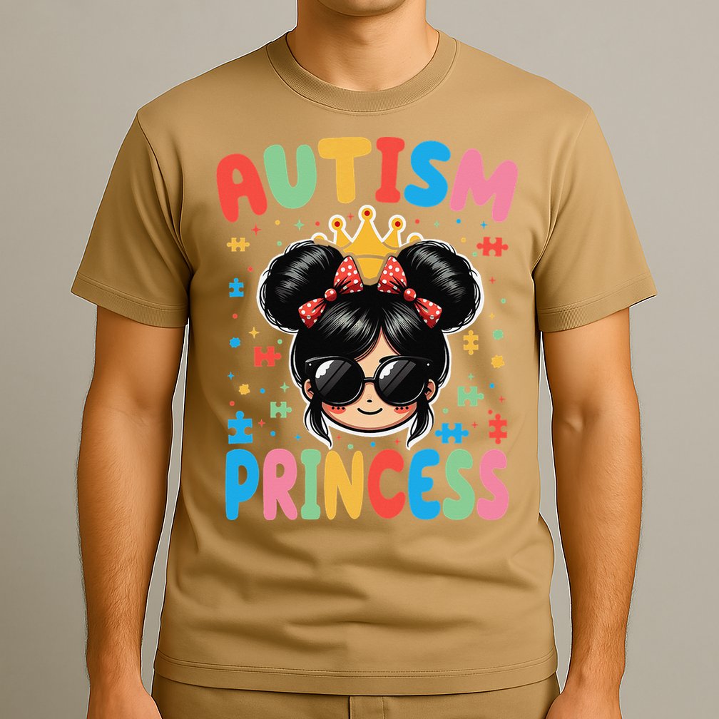 Autism Princess Afro Bow Daughter Autism Awareness T-Shirt