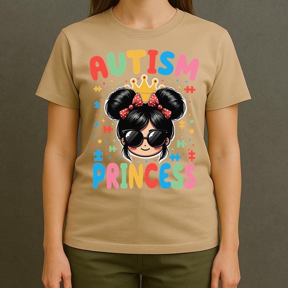 Autism Princess Afro Bow Daughter Autism Awareness T-Shirt