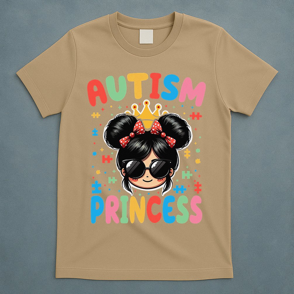 Autism Princess Afro Bow Daughter Autism Awareness T-Shirt