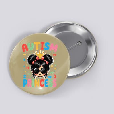 Autism Princess Afro Bow Daughter Autism Awareness Button