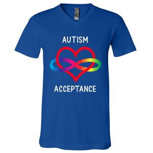 Autism Pro Acceptance Infinity Symbol For Neurodiversity Gift V-Neck T-Shirt