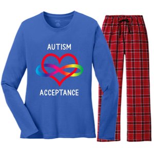 Autism Pro Acceptance Infinity Symbol For Neurodiversity Gift Women's Long Sleeve Flannel Pajama Set 