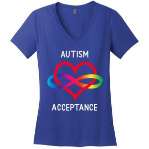 Autism Pro Acceptance Infinity Symbol For Neurodiversity Gift Women's V-Neck T-Shirt