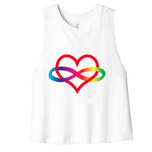 Autism Pro Acceptance Infinity Symbol For Neurodiversity Gift Women's Racerback Cropped Tank