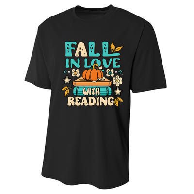 Autumn Pumpkins and Teachers Fall in Love with Reading Performance Sprint T-Shirt