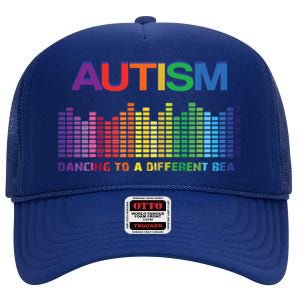 Autism Puzzle Autism Awareness Dancing To A Different Beat Meaningful Gift High Crown Mesh Back Trucker Hat