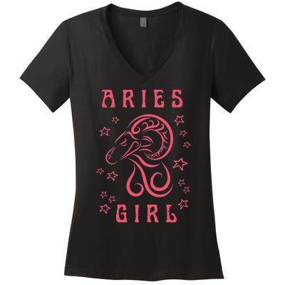 Aries Personality Astrology Zodiac Sign Horoscope Women's V-Neck T-Shirt