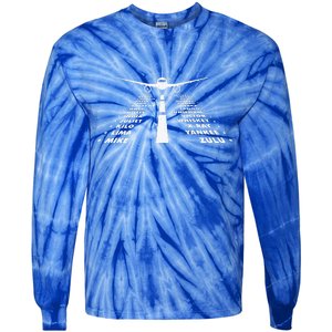 Airplane Phonetic Alphabet Airline Pilot Aviation Lover Tie-Dye Long Sleeve Shirt