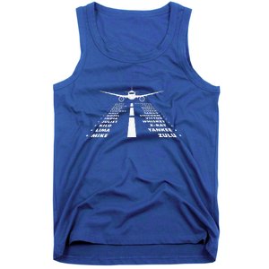 Airplane Phonetic Alphabet Airline Pilot Aviation Lover Tank Top