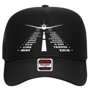 Airplane Phonetic Alphabet Airline Pilot Aviation Lover High Crown Mesh Back Trucker Hat