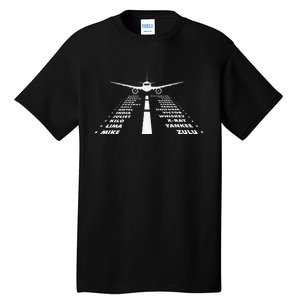 Airplane Phonetic Alphabet Airline Pilot Aviation Lover Tall T-Shirt