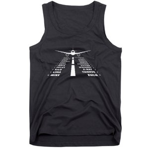 Airplane Phonetic Alphabet Airline Pilot Aviation Lover Tank Top