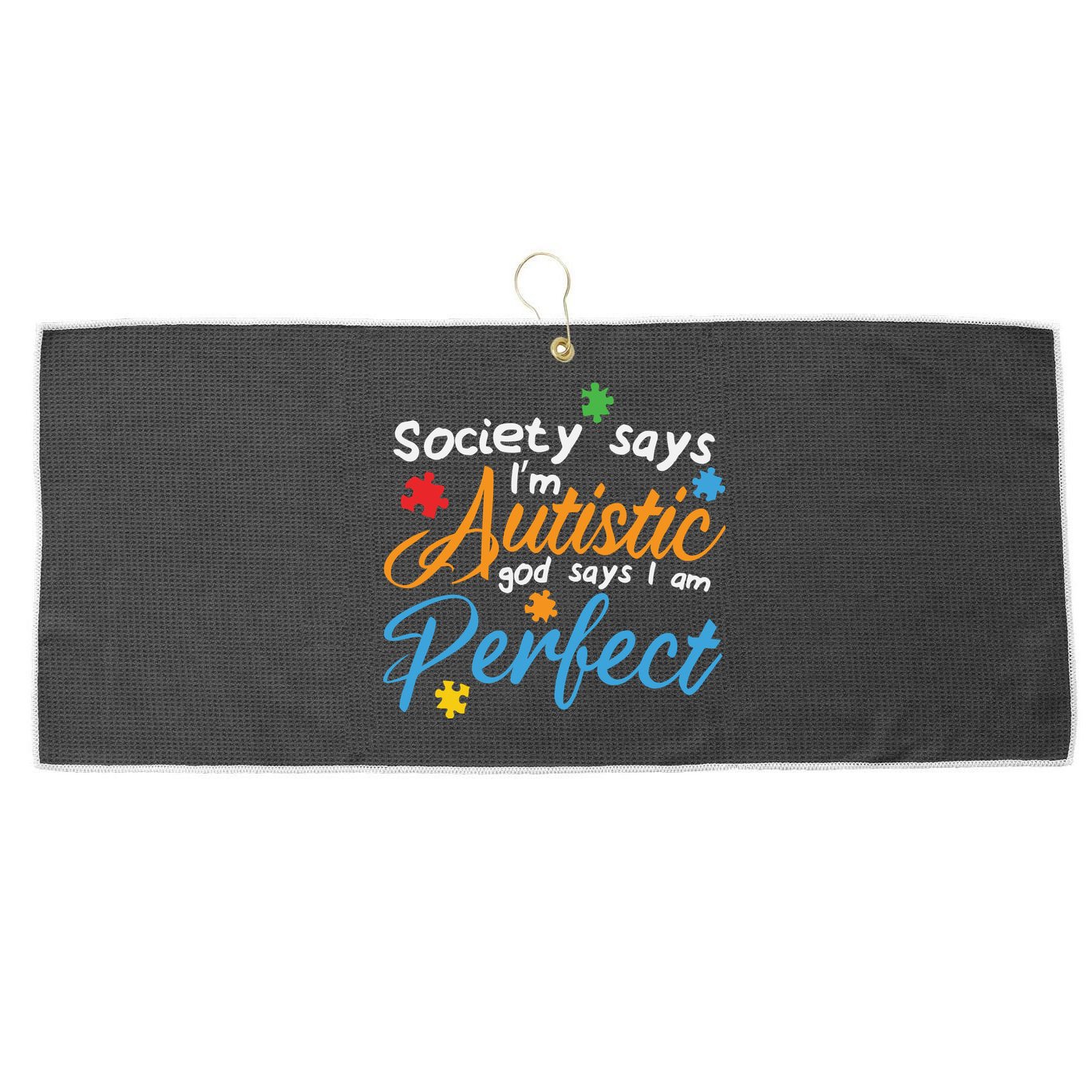 Autism Perfect Autism Awareness, Autism Puzzle Large Microfiber Waffle Golf Towel