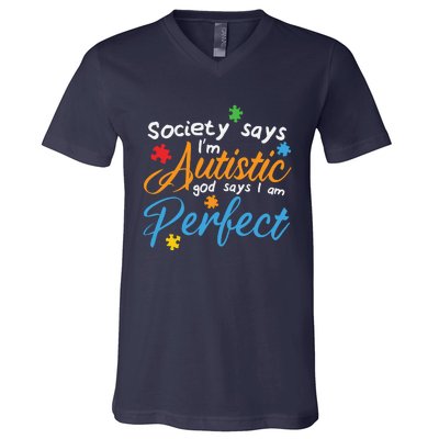 Autism Perfect Autism Awareness, Autism Puzzle V-Neck T-Shirt