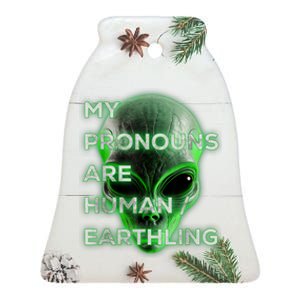 Alien Pronouns Ceramic Bell Ornament