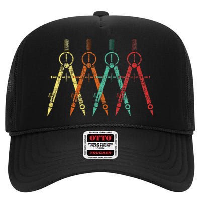 Architect Protractor Architecture Art Architectural High Crown Mesh Back Trucker Hat