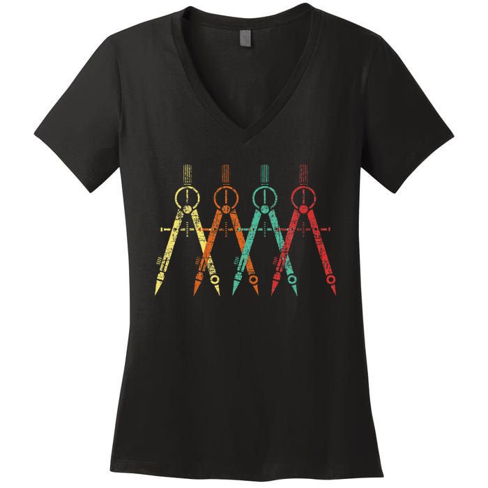 Architect Protractor Architecture Art Architectural Women's V-Neck T-Shirt