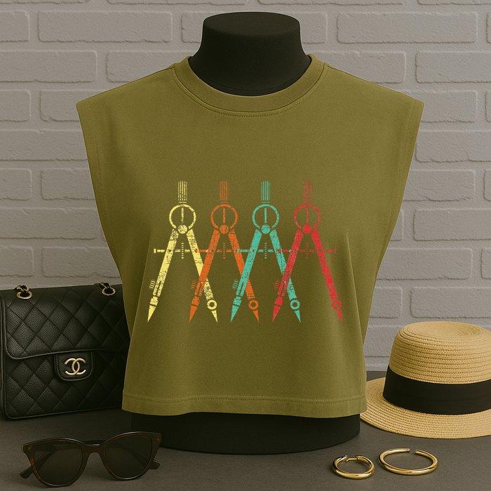 Architect Protractor Architecture Art Architectural Garment-Dyed Women's Muscle Tee