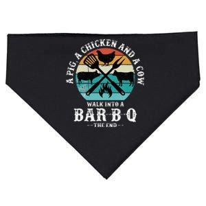 A Pig A Chicken And A Cow Walk into a Bar B Q Funny BBQ Joke USA-Made Doggie Bandana