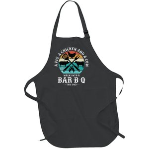 A Pig A Chicken And A Cow Walk into a Bar B Q Funny BBQ Joke Full-Length Apron With Pockets