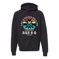 A Pig A Chicken And A Cow Walk into a Bar B Q Funny BBQ Joke Premium Hoodie