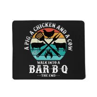 A Pig A Chicken And A Cow Walk into a Bar B Q Funny BBQ Joke Mousepad