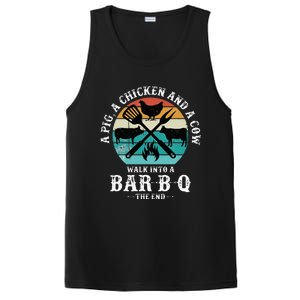 A Pig A Chicken And A Cow Walk into a Bar B Q Funny BBQ Joke PosiCharge Competitor Tank