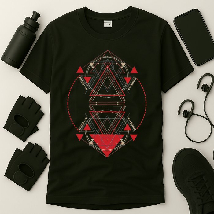 Alien Pyramid Abstract Geometry Sacred Geometry T-Shirt