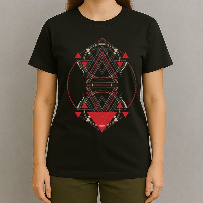 Alien Pyramid Abstract Geometry Sacred Geometry T-Shirt