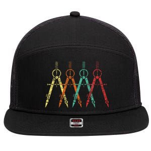 Architect Protractor Architecture Art Architectural 7 Panel Mesh Trucker Snapback Hat