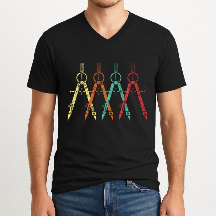 Architect Protractor Architecture Art Architectural V-Neck T-Shirt