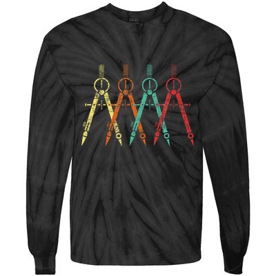 Architect Protractor Architecture Art Architectural Tie-Dye Long Sleeve Shirt